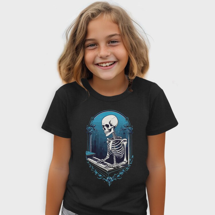 Skeleton Pianist Piano, Tricou Copii