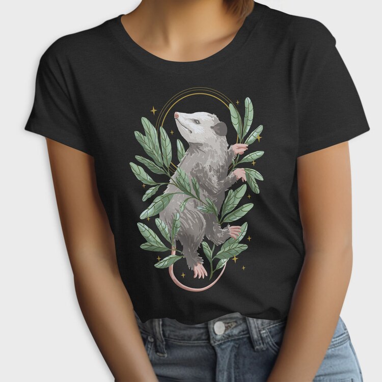 Possum Animal With Mystical Leaves, Tricou Femei