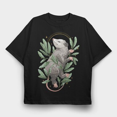 Possum Animal With Mystical Leaves, Tricou Oversize Barbati (Unisex)