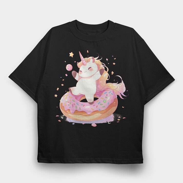 Happy Unicorn Donut, Tricou Oversize Barbati (Unisex)