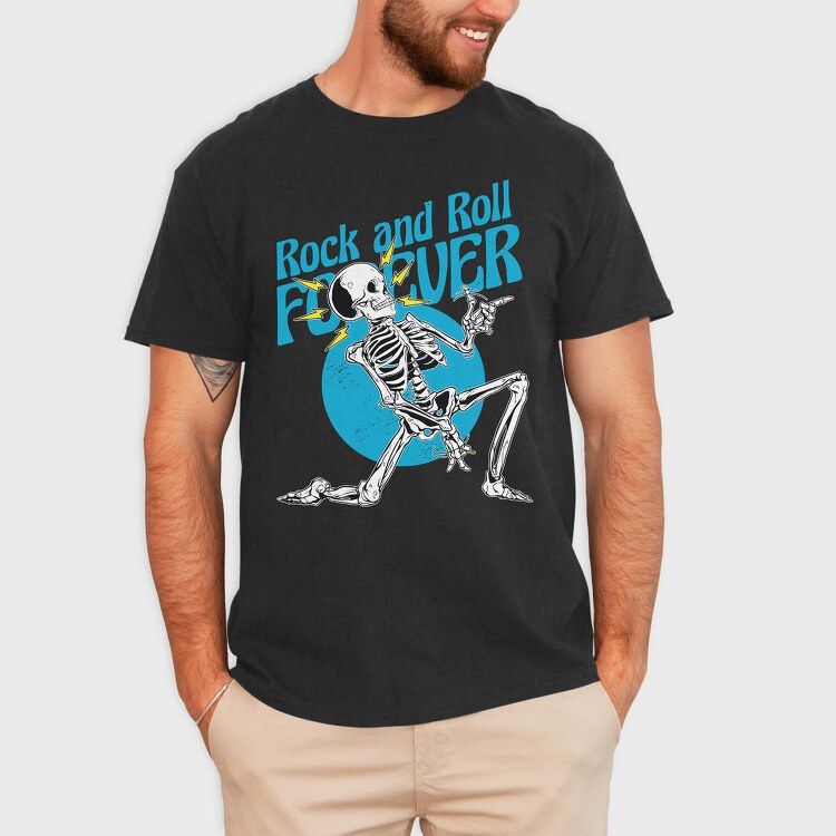 Skeleton Rock And Roll Forever, Tricou Barbati (Unisex)