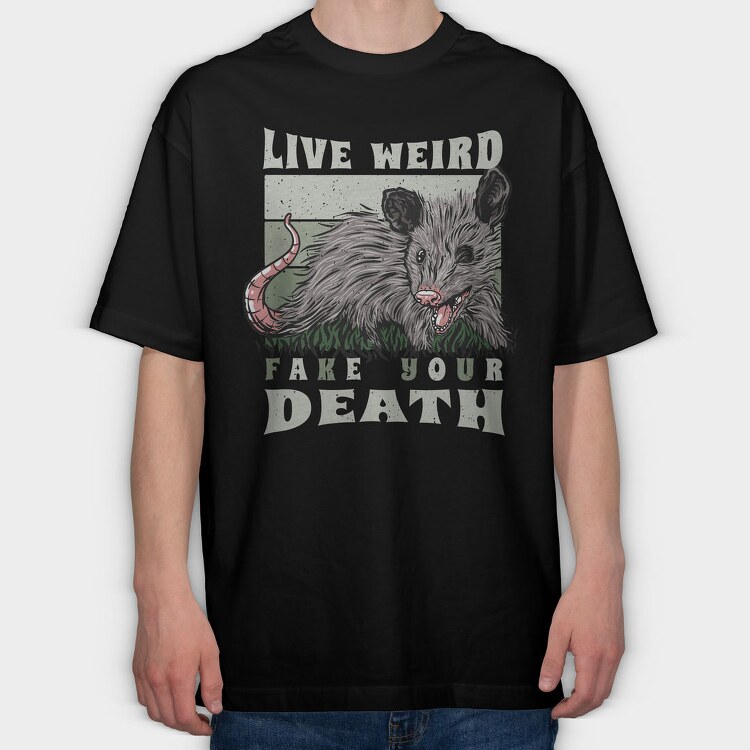 Possum Wild Animal Funny Quote Illustration, Tricou Oversize Barbati (Unisex)