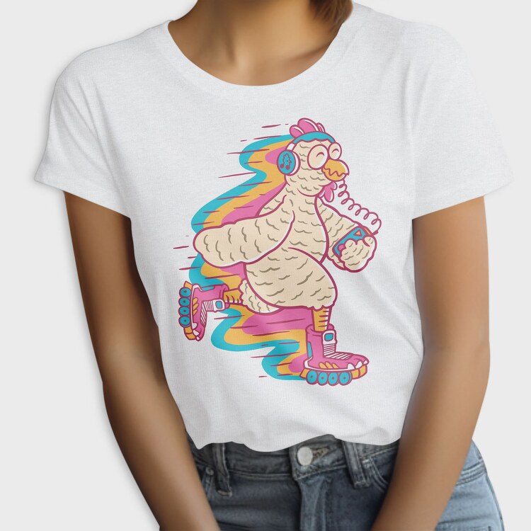 Chicken Roller Skating Rollers, Tricou Femei