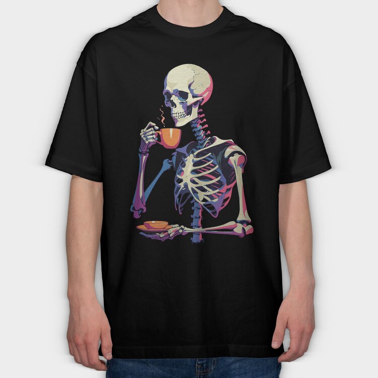 Skeleton Tea Coffee, Tricou Oversize Barbati (Unisex)