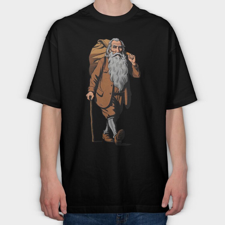 Walking Old Man Tote, Tricou Oversize Barbati (Unisex)