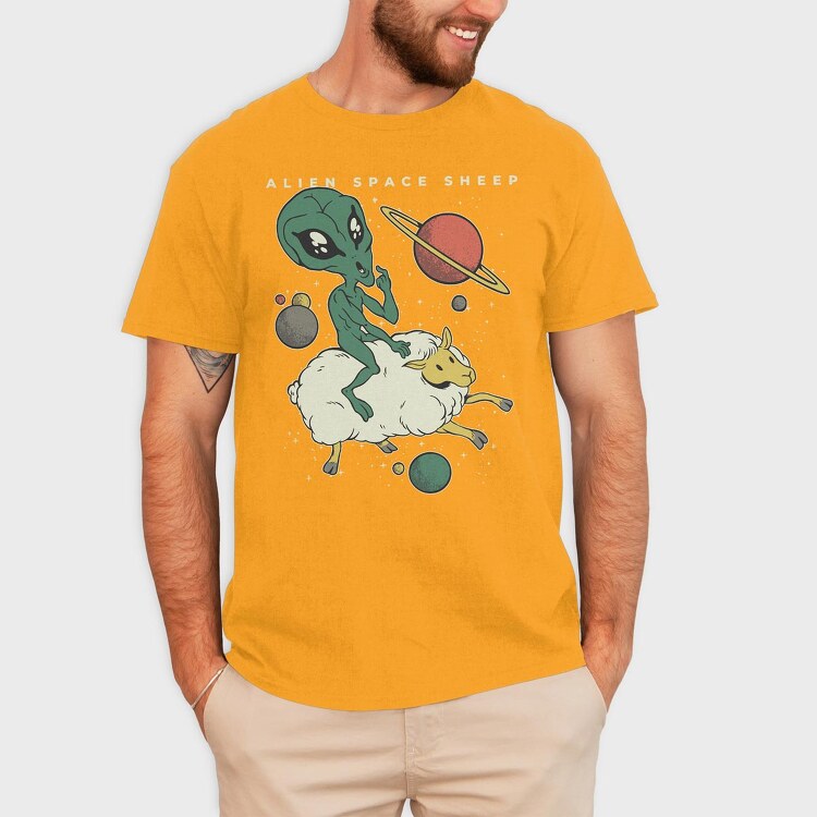 Alien On Sheep, Tricou Barbati (Unisex)