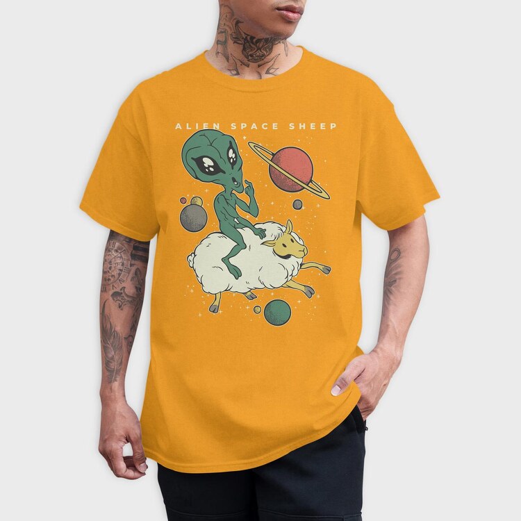 Alien On Sheep, Tricou Barbati (Unisex)
