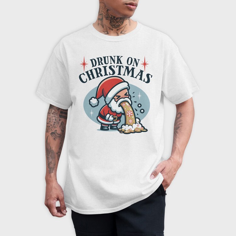 Funny Drunk Santa Claus On Christmas, Tricou Barbati (Unisex)
