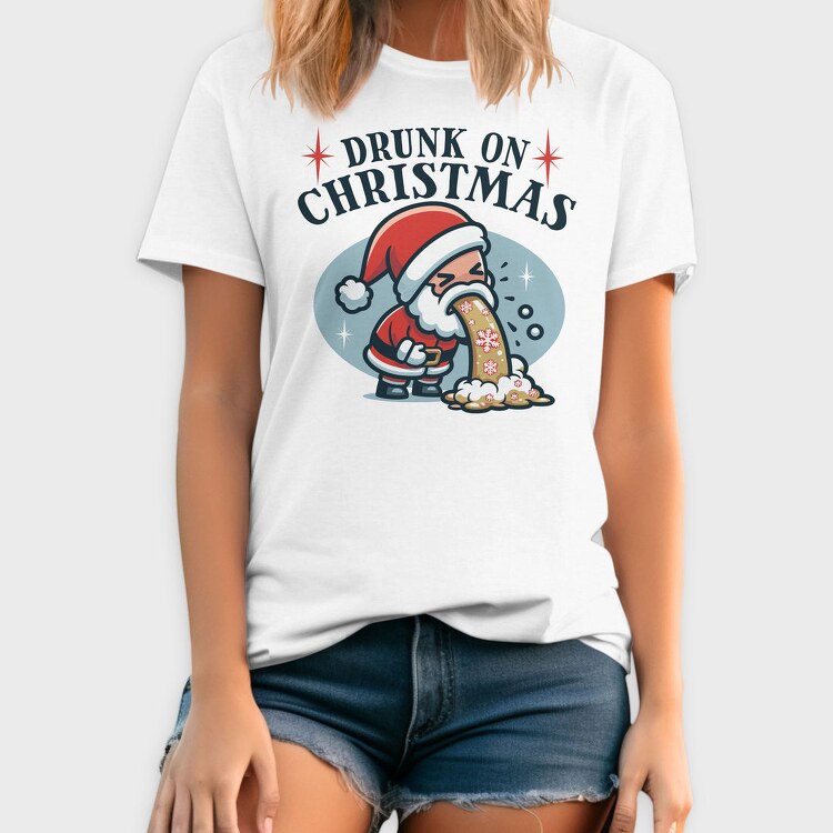 Funny Drunk Santa Claus On Christmas, Tricou Barbati (Unisex)