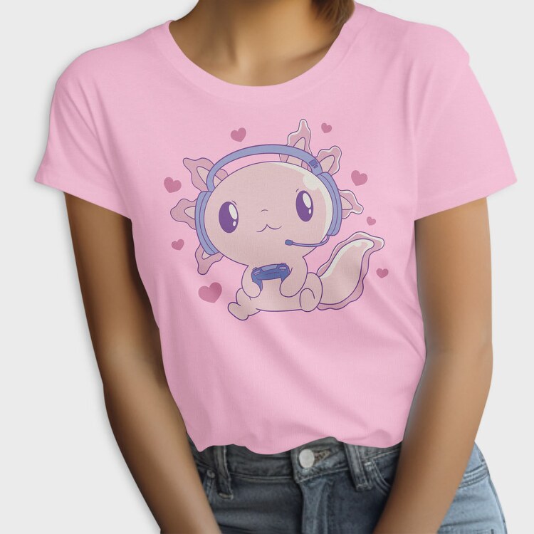 Cute Axolotl Playing Videogames Gaming, Tricou Femei