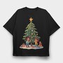 Children Decorating Tree Kids Christmas, Tricou Oversize Barbati (Unisex)