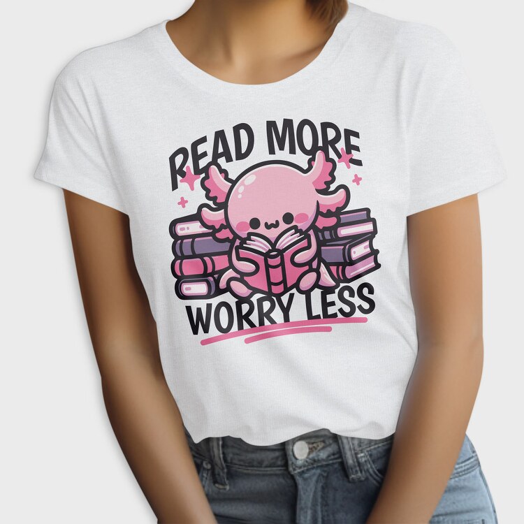 Cute Axolotl Reading, Tricou Femei