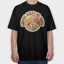 Skeleton With Coffee Retro Sunset, Tricou Oversize Barbati (Unisex)