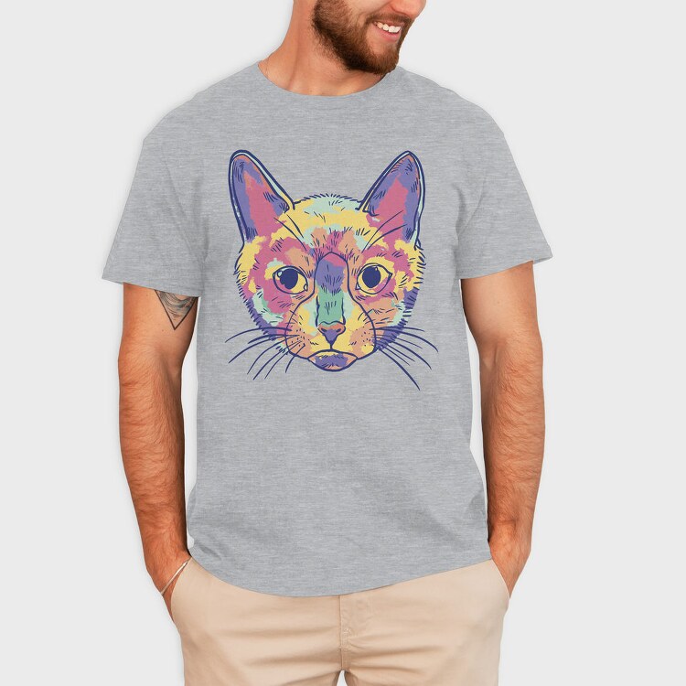Watercolor Colorful Cat, Tricou Barbati (Unisex)