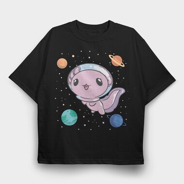 Cute Axolotl Space, Tricou Oversize Barbati (Unisex)