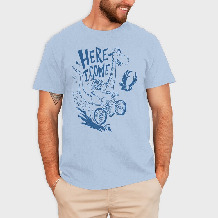 Funny Giraffe Riding Bicycle Back To Shcool, Tricou Barbati (Unisex)