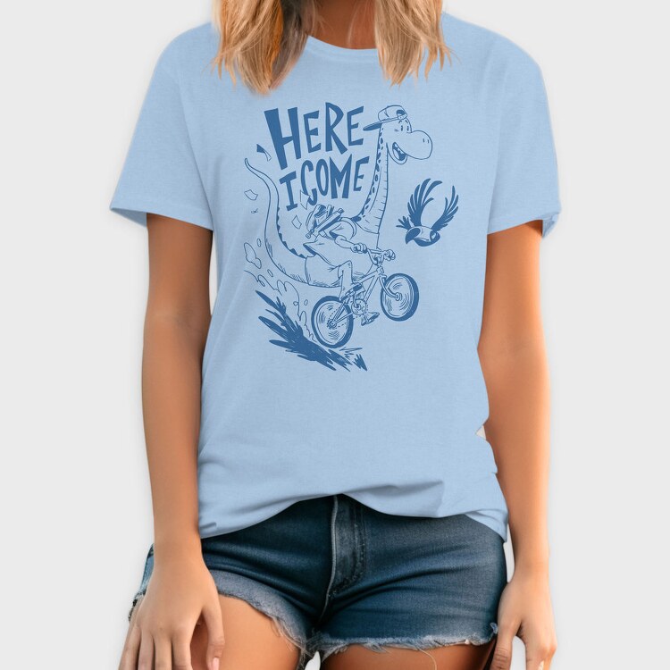 Funny Giraffe Riding Bicycle Back To Shcool, Tricou Barbati (Unisex)