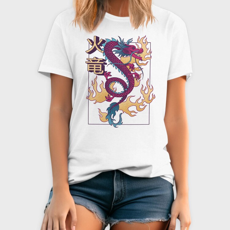 Chinese Dragon With Flames, Tricou Barbati (Unisex)