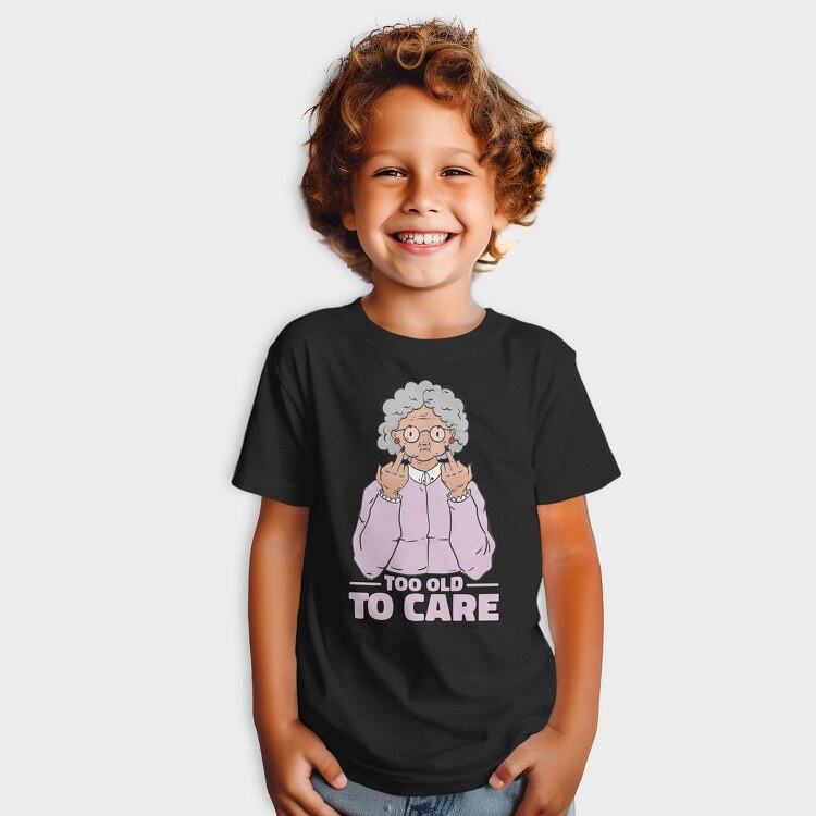 Funny Grandma Cartoon Too Old To Care, Tricou Copii