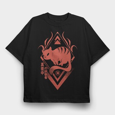 Chinese Zodiac Cat Dark Animals, Tricou Oversize Barbati (Unisex)