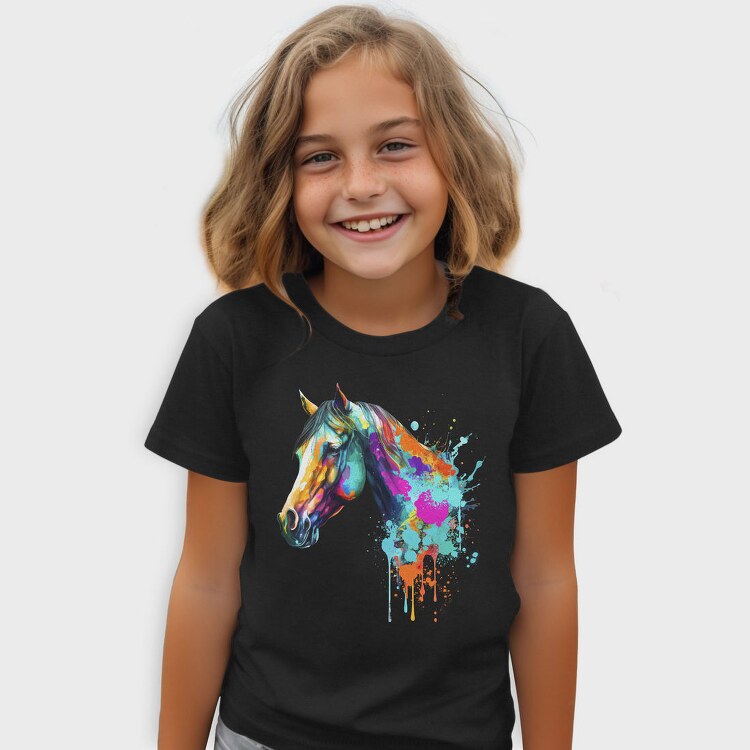 Watercolor Horse Head Drip, Tricou Copii