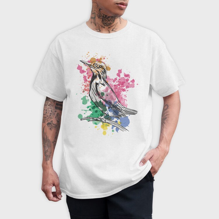 Watercolor Kingfisher European, Tricou Barbati (Unisex)