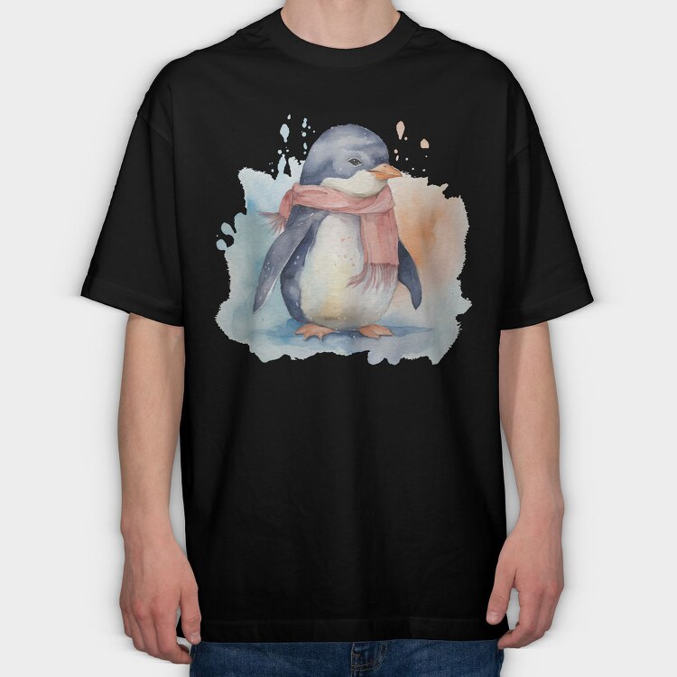 Watercolor Penguin Mug, Tricou Oversize Barbati (Unisex)