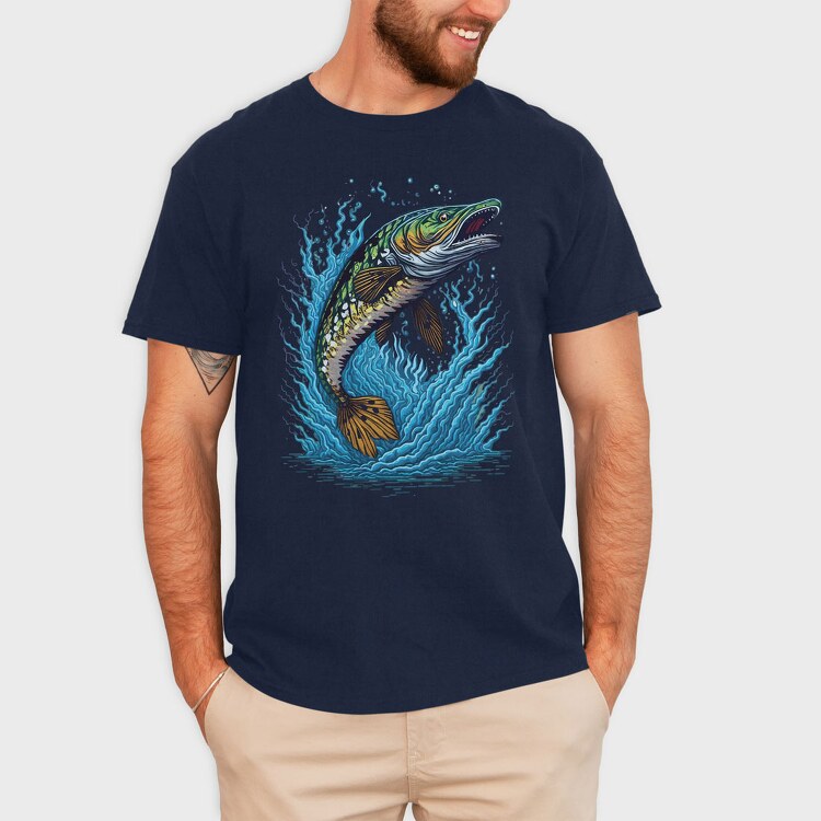 Pike Fish Jump, Tricou Barbati (Unisex)