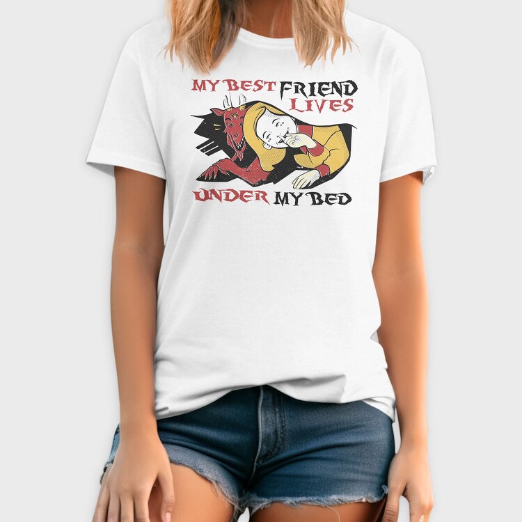 Funny Monster Quote Best Friend Under Bed, Tricou Barbati (Unisex)