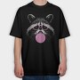 Funny Raccoon With Bubblegum And Glasses, Tricou Oversize Barbati (Unisex)