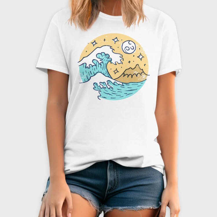 Illustrated Waves And Beach 05, Tricou Barbati (Unisex)
