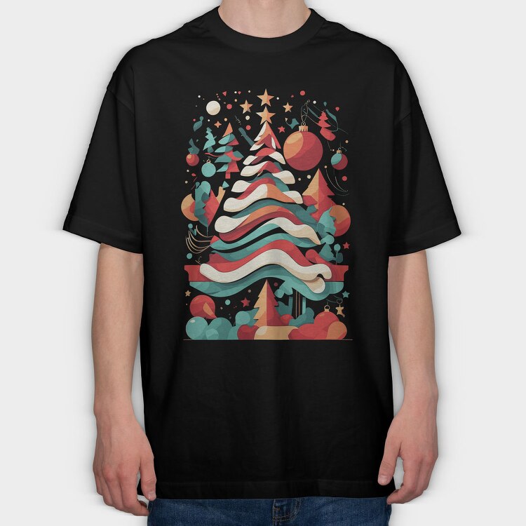Abstract Christmas Tree Festivity, Tricou Oversize Barbati (Unisex)
