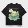 Adorable Frog Animal Dreamy Napper, Tricou Oversize Barbati (Unisex)