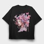 Woman With Butterflies, Tricou Oversize Barbati (Unisex)
