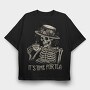 Tea Time Skeleton Grunge, Tricou Oversize Barbati (Unisex)