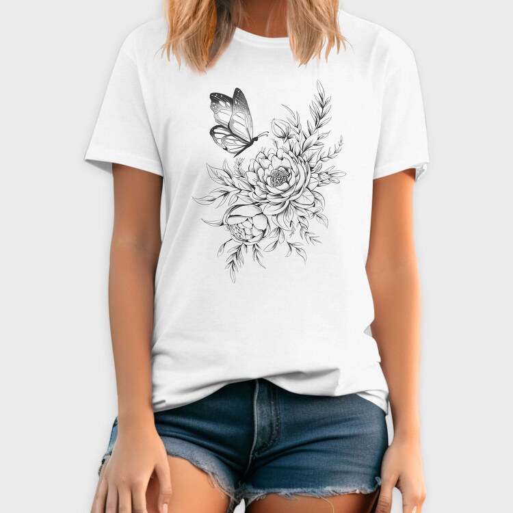 Floral Butterfly Tattoo Flowers, Tricou Barbati (Unisex)