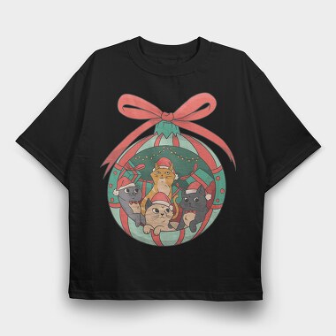 Cute Christmas Cats, Tricou Oversize Barbati (Unisex)