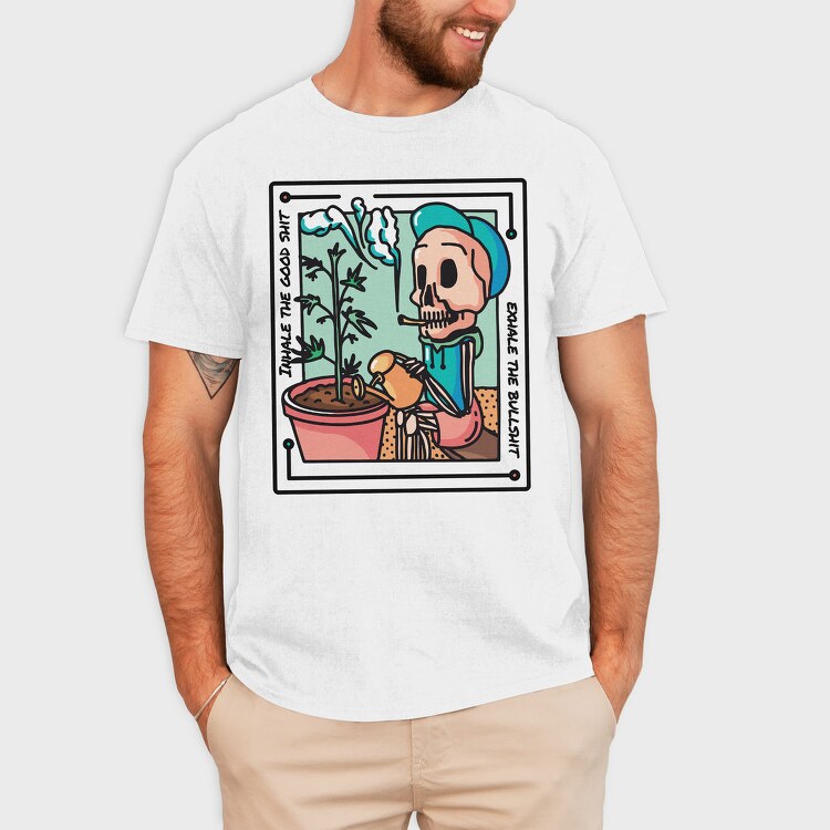Inhale The Good Weed Skeleton Skull, Tricou Barbati (Unisex)