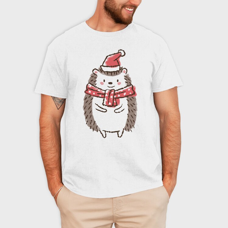 Cute Christmas Hedgehog, Tricou Barbati (Unisex)