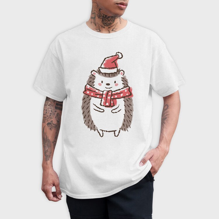 Cute Christmas Hedgehog, Tricou Barbati (Unisex)