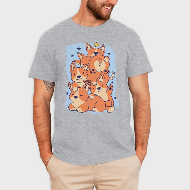 Cute Corgi Dogs Stack Stacked, Tricou Barbati (Unisex)
