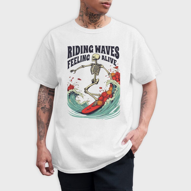 Riding Waves Feeling Alive, Tricou Barbati (Unisex)