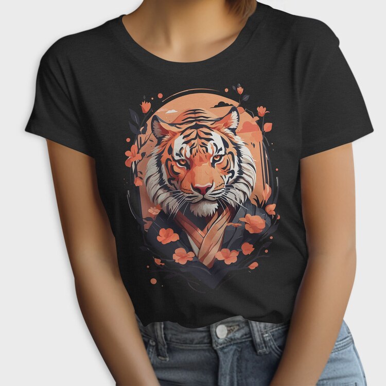 Floral Japanese Tiger Japanesse, Tricou Femei