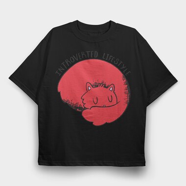 Introverted Cat, Tricou Oversize Barbati (Unisex)