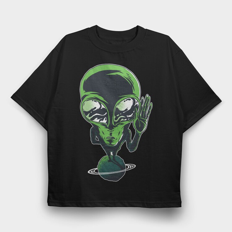 Alien On Planet, Tricou Oversize Barbati (Unisex)