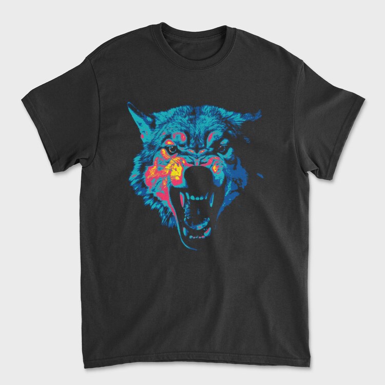 Angry Wolf Neon, Tricou Barbati (Unisex)