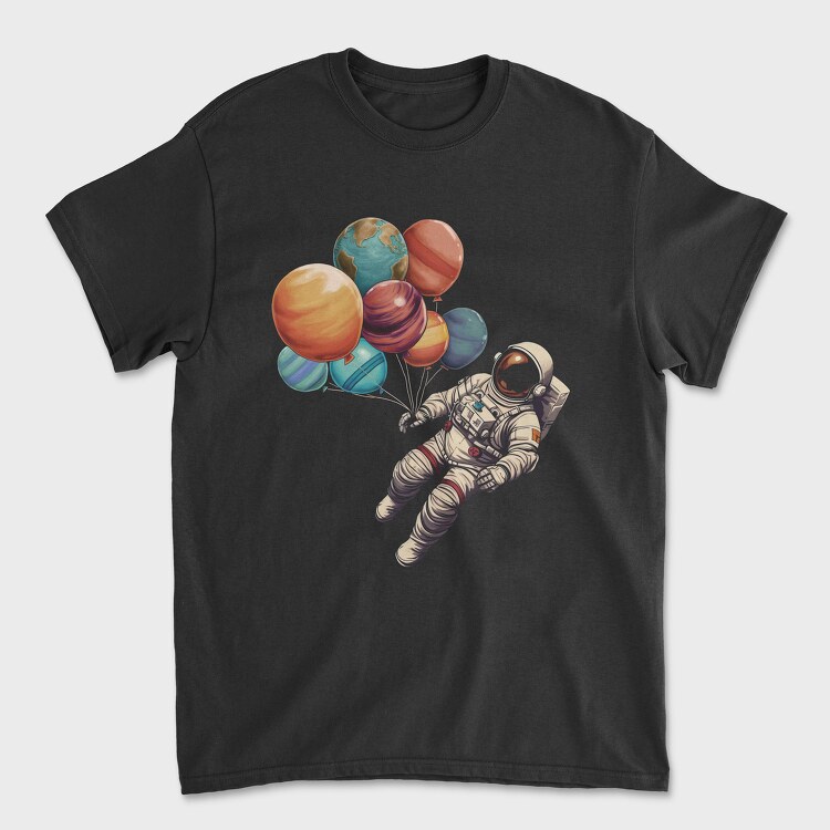 Tricou Barbati (Unisex), Astronaut Baloons Planets