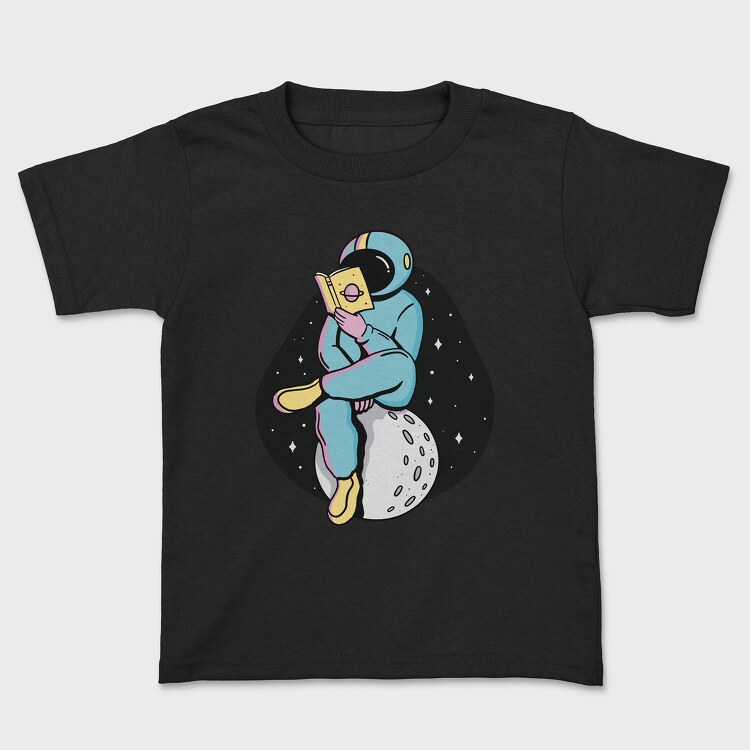 Tricou Copii, Astronaut Reading moon