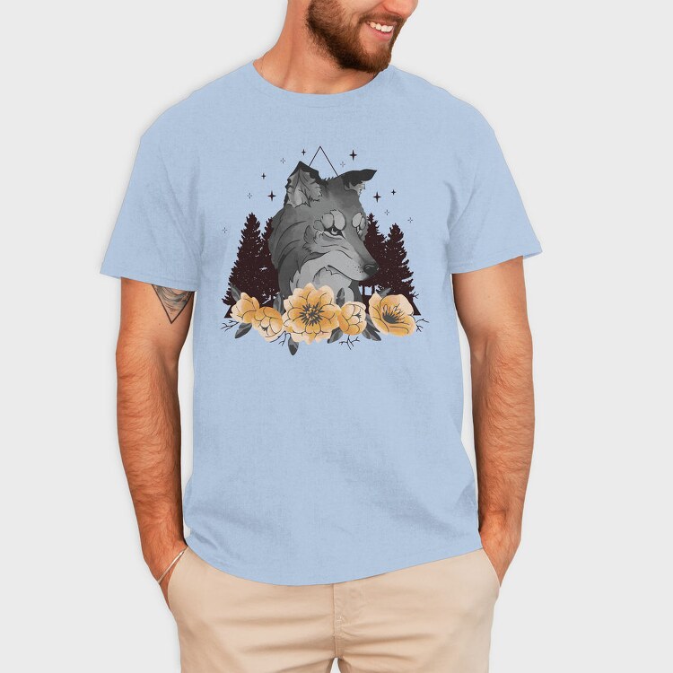 Floral Wolf Mug, Tricou Barbati (Unisex)