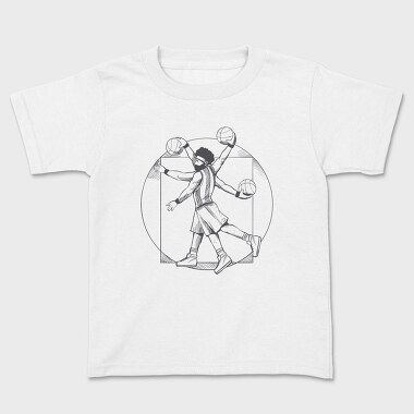 Tricou Copii, Basketball Vitruvian Man